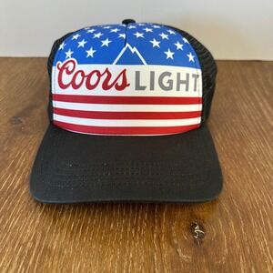 Coors Light Mens American Flag Trucker Hat Black Mesh Snapback Beer Cap RN107208
